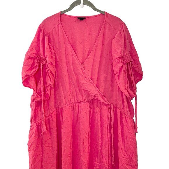 Torrid Women Pink Midi Swiss Rayon Surplice Dress V-Neck Plus Size 5X - Picture 4 of 8